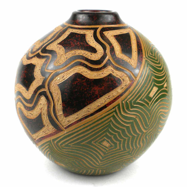 4 inch Tall Green & Shell Vase - Esperanza en Accion