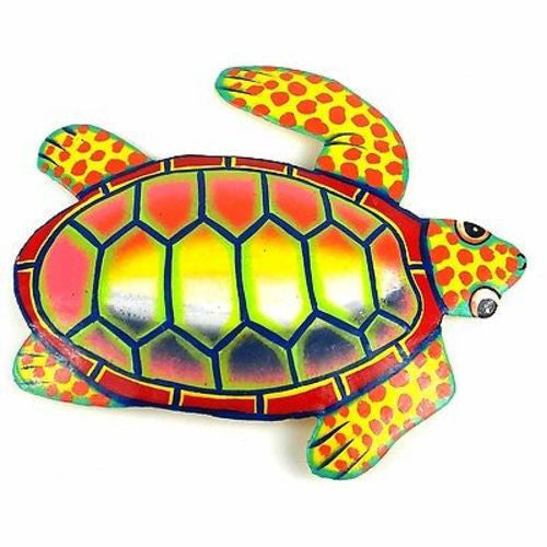 Hand Painted Metal Turtle Sunset Design Handmade and Fair Trade