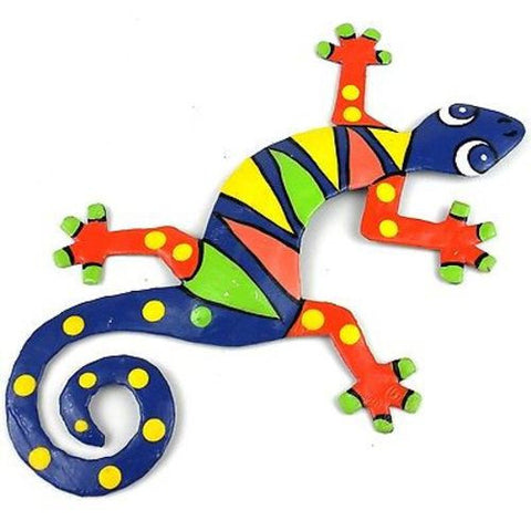 Eight Inch Blue ZigZag Metal Gecko - Caribbean Craft