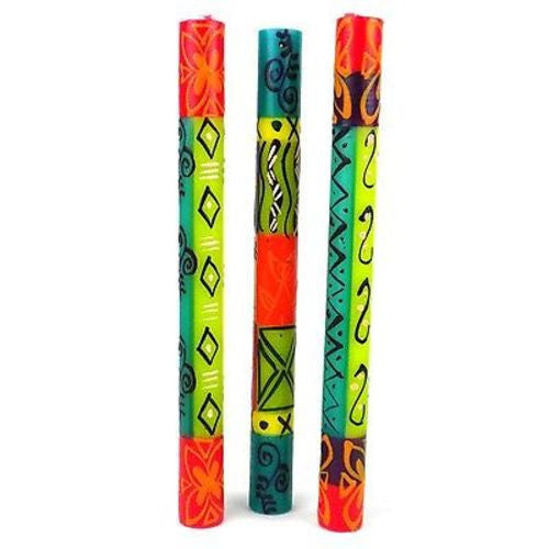 Set of Three Boxed Tall Hand-Painted Candles - Matuko Design Handmade and Fair Trade