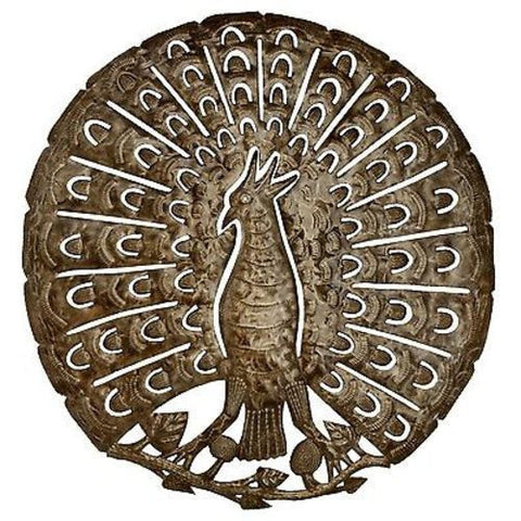 Peacock 24 Inch Metal Art Handmade and Fair Trade