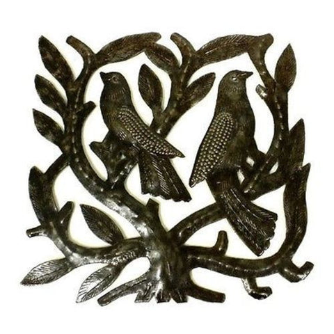 Haitian Steel Drum Tree of Life Sq 8 inch Wall Art Handmade and Fair Trade