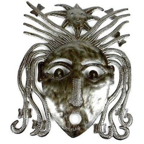 Haitian Steel Drum Dreadlock Face 10 inch Wall Art Handmade and Fair Trade